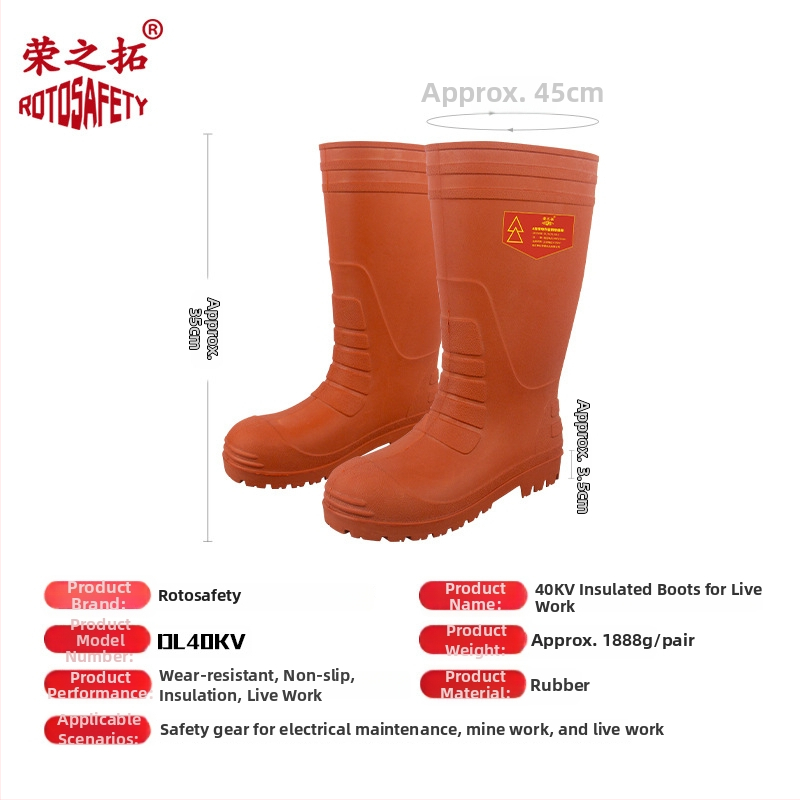 Izolačné topánky na 40kV vysoké napätie, úroveň 4 pre živú prácu, z gumy