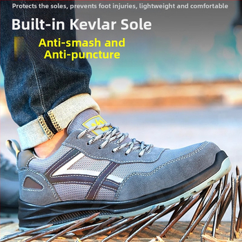 Pracovná obuv s oceľovou špičkou, proti nárazom a prepichnutiu, koža + pletený vrchný diel, nízky strih