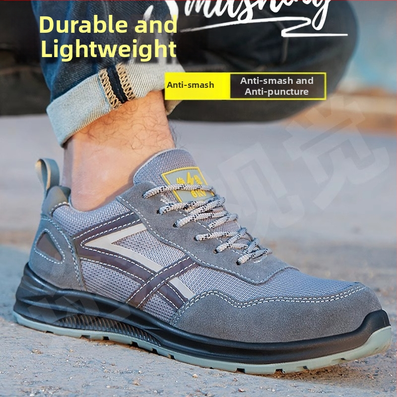 Pracovná obuv s oceľovou špičkou, proti nárazom a prepichnutiu, koža + pletený vrchný diel, nízky strih