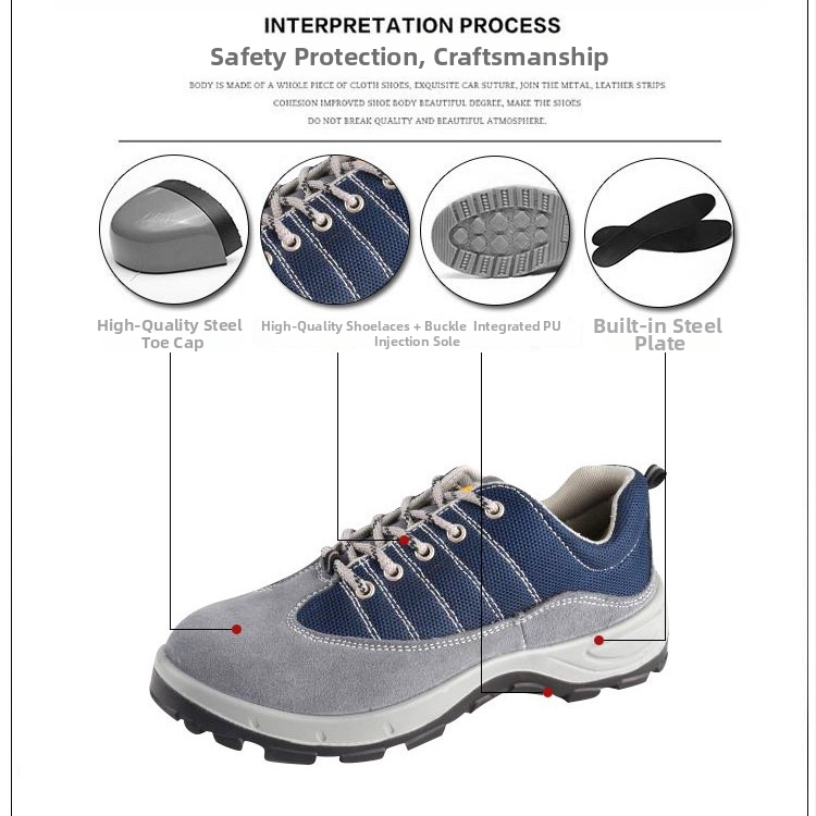 Pracovná obuv s oceľovou špičkou, proti nárazu a prepichnutiu, priedušná, odolná voči opotrebeniu, nubuková koža