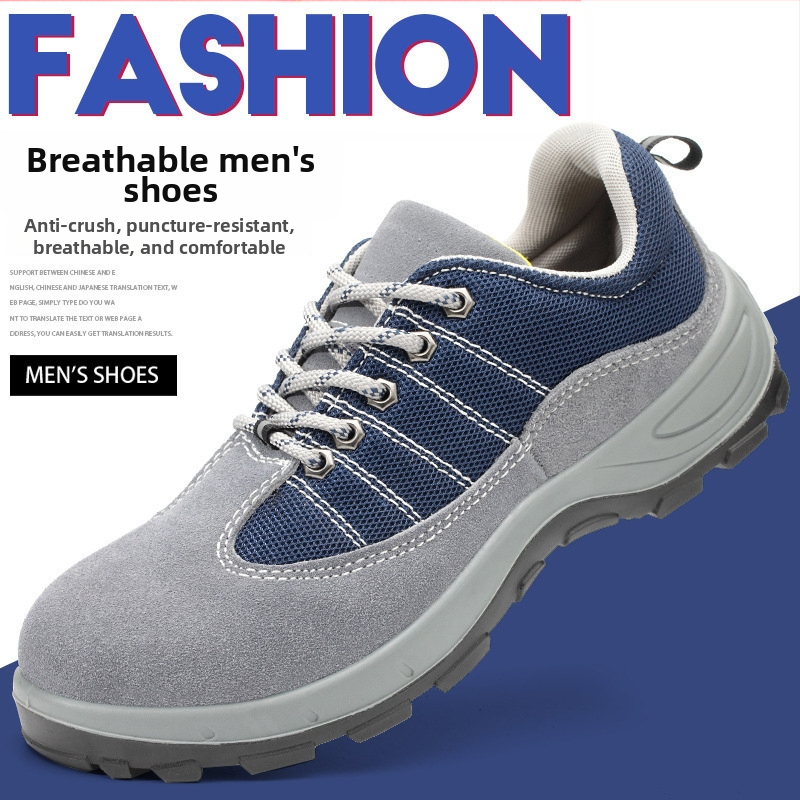 Pracovná obuv s oceľovou špičkou, proti nárazu a prepichnutiu, priedušná, odolná voči opotrebeniu, nubuková koža