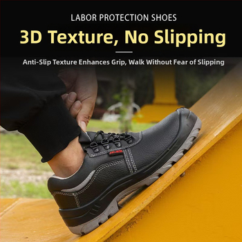 Încălțăminte de protecție din piele de vită, vârf din oțel – antișoc, anti-perforație, rezistentă la abraziune, ușoară, talpă joasă