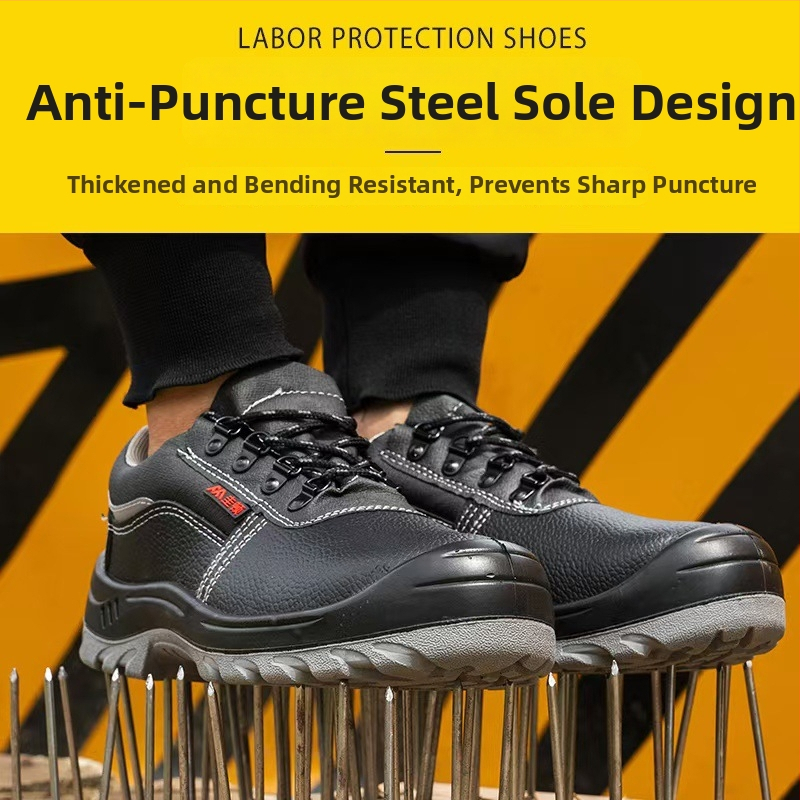 Încălțăminte de protecție din piele de vită, vârf din oțel – antișoc, anti-perforație, rezistentă la abraziune, ușoară, talpă joasă