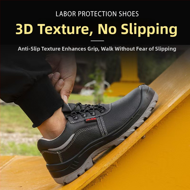 Încălțăminte de protecție din piele de vită, vârf din oțel – antișoc, anti-perforație, rezistentă la abraziune, ușoară, talpă joasă