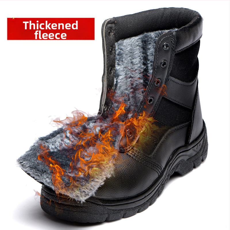 Vysoké bezpečnostné pracovné topánky s ochranou proti rozbitiu a prerezu, koža z mikrovlákien, zimná fleecová podšívka