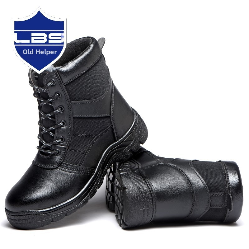 Vysoké bezpečnostné pracovné topánky s ochranou proti rozbitiu a prerezu, koža z mikrovlákien, zimná fleecová podšívka