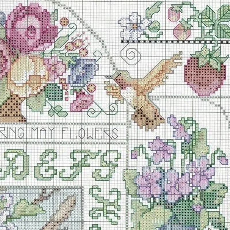 Комплект за бродерия – Пролетна градина, PET материал, модерен минималистичен стил, за дневна