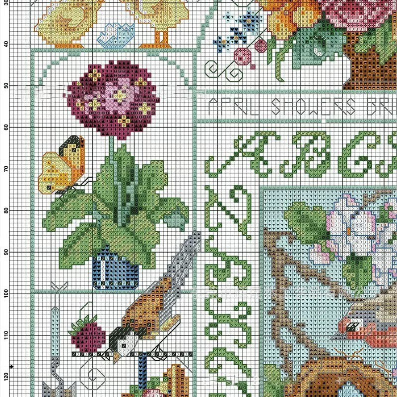 Комплект за бродерия – Пролетна градина, PET материал, модерен минималистичен стил, за дневна