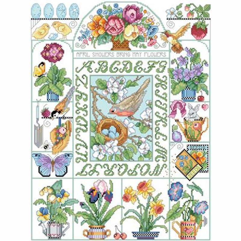 Комплект за бродерия – Пролетна градина, PET материал, модерен минималистичен стил, за дневна