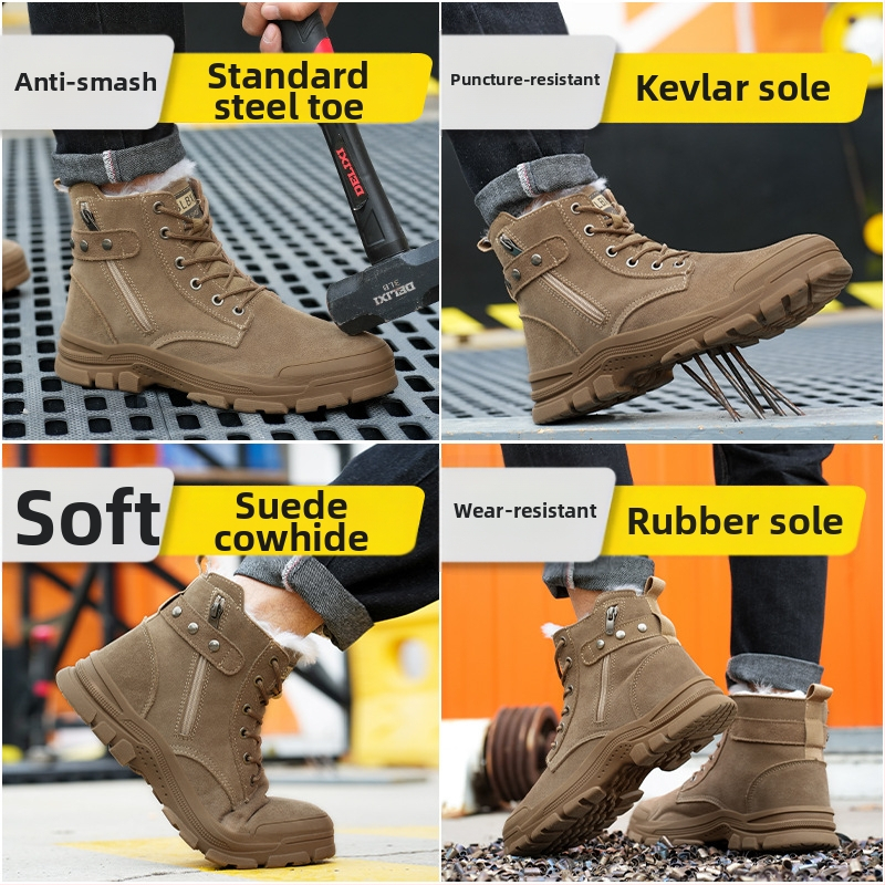 Wan Shuo Bezpečnostná pracovná obuv s oceľovou špičkou - Vysoká, Protišmyčná, Proti prepichnutiu, Proti nárazu, Odolná voči olejom a kyselinám