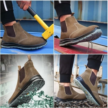 Ασφαλή παπούτσια για συγκολλητές: με ατσάλινο δάκτυλο, αντι-θραύσης, αντι-διάτρησης, ελαφριά, μαλακή σόλα.