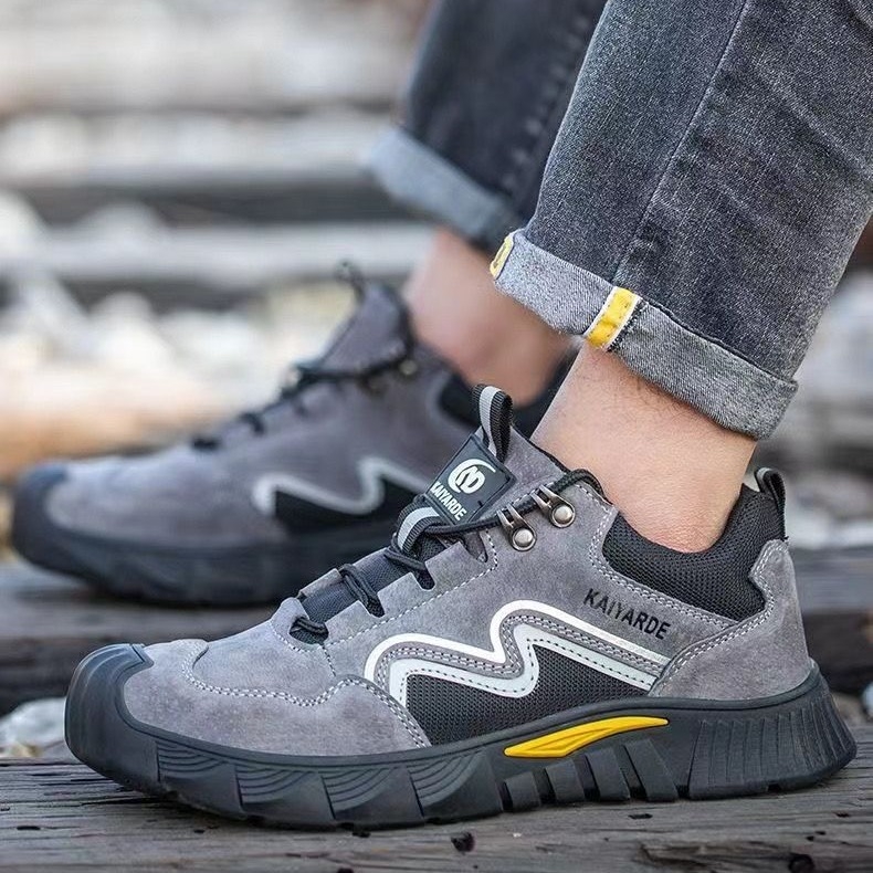 Építőipari biztonsági munkacipő acélorrú, mikro szálas bőr + háló, középmagas, átütés elleni, ütés elleni