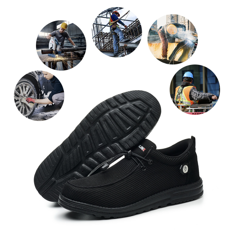 Férfi munkavédelmi cipő – ütésálló és átszúrás elleni védelem, lélegző, könnyű, alacsony felső részű, Fly fabric