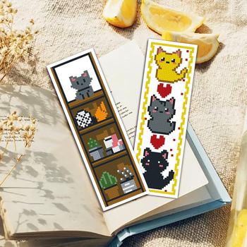 Set za križićni bod, lanena tkanina, 11CT, uzorak: crtani/anime, moderni minimalistički stil