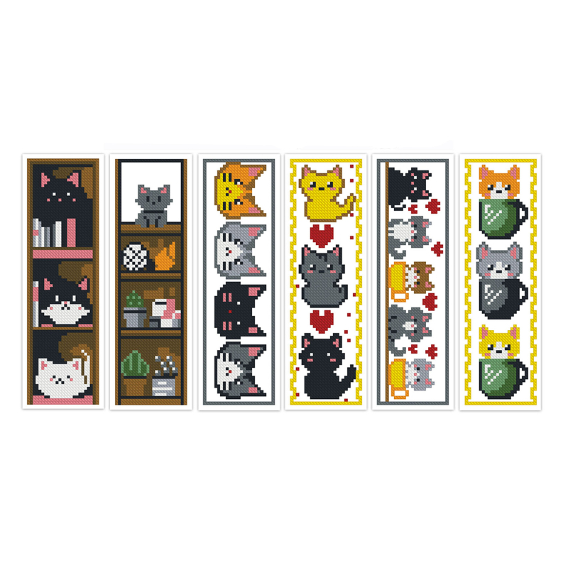 Set za križićni bod, lanena tkanina, 11CT, uzorak: crtani/anime, moderni minimalistički stil