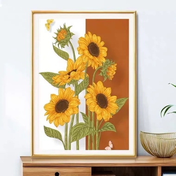 Set za križno šivanje s motivom suncokreta, platno 9ct, plastična pločica, jednostavan i modern stil