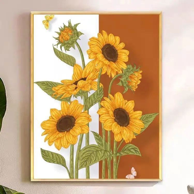 Set za križno šivanje s motivom suncokreta, platno 9ct, plastična pločica, jednostavan i modern stil
