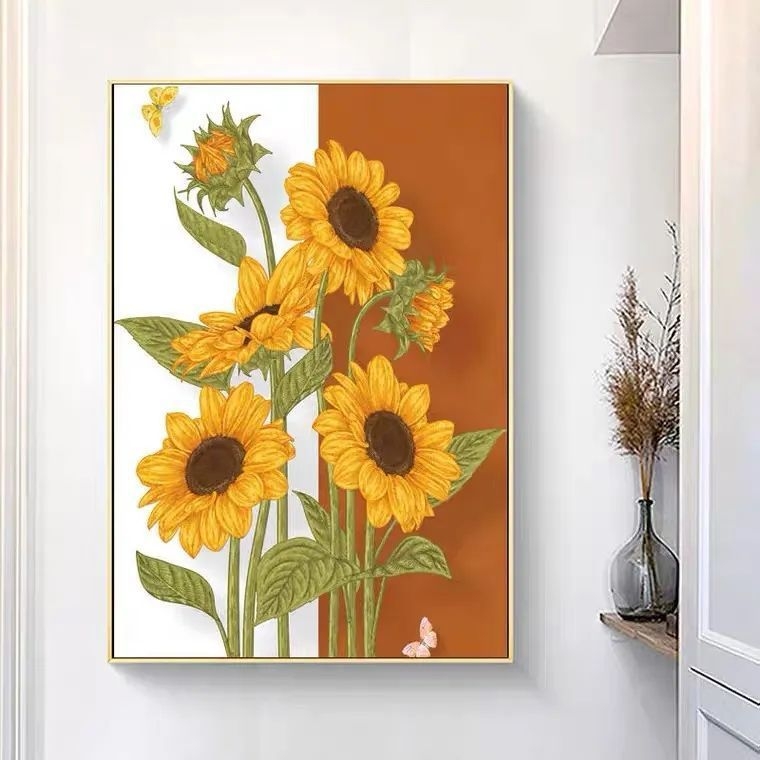 Set za križno šivanje s motivom suncokreta, platno 9ct, plastična pločica, jednostavan i modern stil