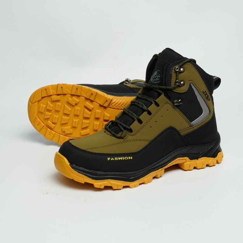 Ghete de protecție pentru muncă cu vârf din oțel, piele microfibră, partea superioară înaltă, antișoc și anti-perforație