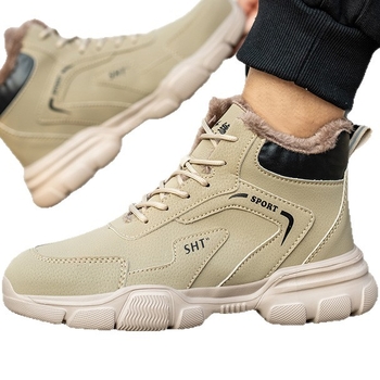 Pantofi de siguranță de iarnă cu vârf din oțel, anti-strivire, anti-perforație, talpă EVA solidă, izolație termică, partea superioară din piele Super Fiber