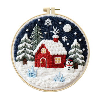 Hímzőkészlet: téli hó táj kezdőknek, pamut szövet, Mona Lisa Royal Family márka