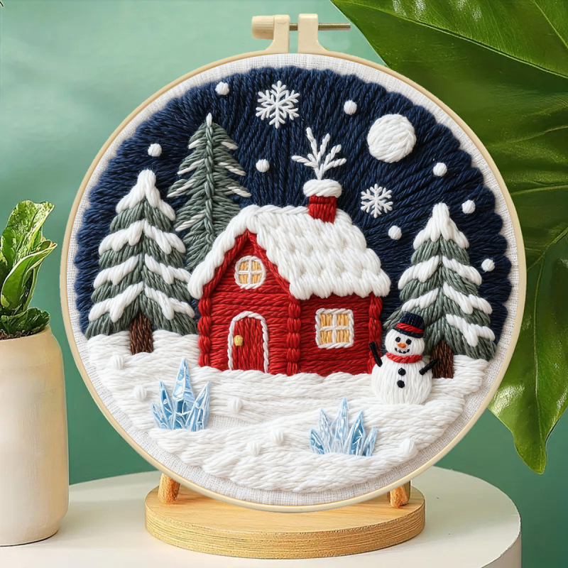 Hímzőkészlet: téli hó táj kezdőknek, pamut szövet, Mona Lisa Royal Family márka