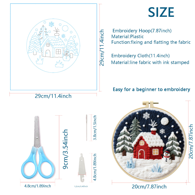 Hímzőkészlet: téli hó táj kezdőknek, pamut szövet, Mona Lisa Royal Family márka