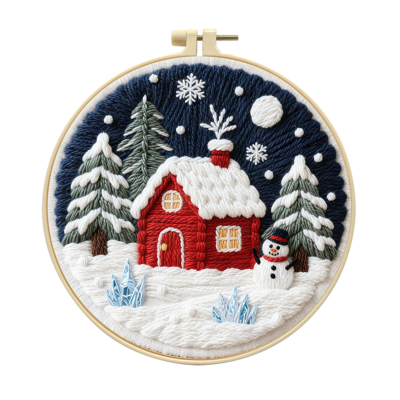 Hímzőkészlet: téli hó táj kezdőknek, pamut szövet, Mona Lisa Royal Family márka