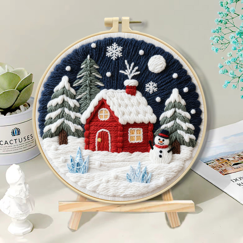 Hímzőkészlet: téli hó táj kezdőknek, pamut szövet, Mona Lisa Royal Family márka