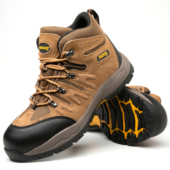 Pantofi de protecție pentru bărbați, ghete de drumeție înalte cu vârf din oțel și talpă din oțel, antișoc și anti-perforație, velur + plasă