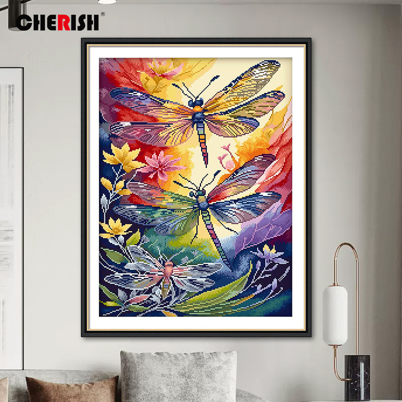 Cherish keresztszemes készlet – pamut, 14-count, tájkép minta, rajzfilmszerű stílus