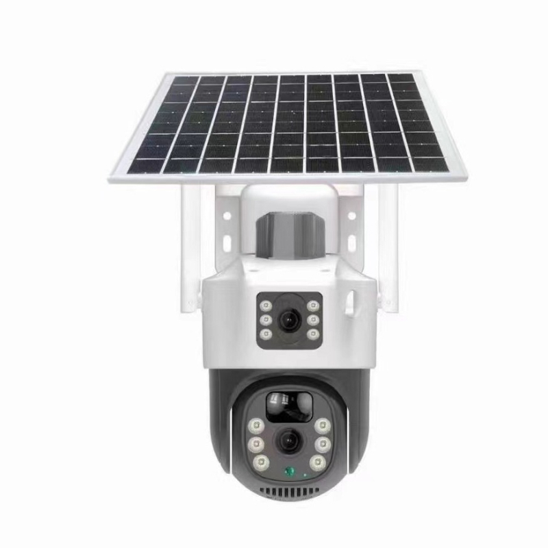 Youfeiyang V380 4G cameră solară pentru exterior cu obiectiv dual, rezoluție 1920, obiectiv 4 mm, distanță IR 10 m, funcție de alarmă