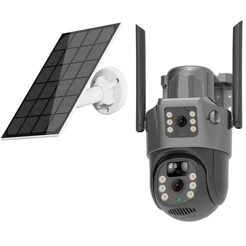 Youfeiyang V380 4G cameră solară pentru exterior cu obiectiv dual, rezoluție 1920, obiectiv 4 mm, distanță IR 10 m, funcție de alarmă