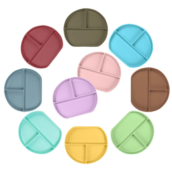 Силиконова разделна чиния за деца, овална форма, едноцветна, неподходяща за микровълнова печка