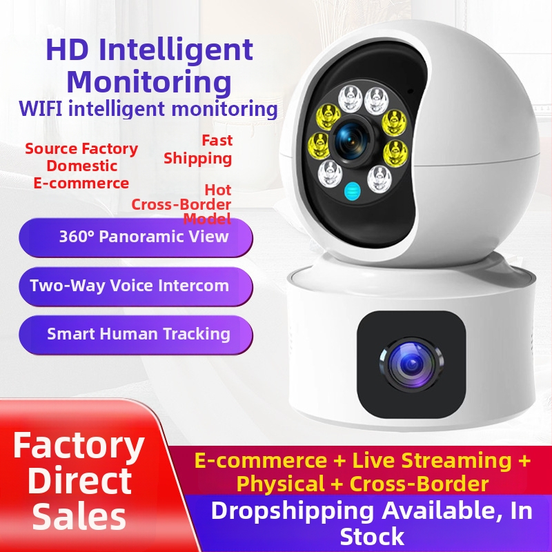 Vnútorná Wi‑Fi bezpečnostná kamera s dvojitým objektívom a diaľkovým ovládaním zo smartfónu, PTZ: zvislé 120°, vodorovné 350°, limit otáčania 355°, rýchlosti 70°/s (vodorovné) a 30°/s (zvislé)