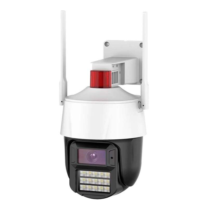 PTZ kültéri megfigyelő kamera WiFi és 4G-vel, hálózati port — vízszintes forgás 355°, függőleges 90°, vízszintes sebesség 60°/s, függőleges sebesség 20°/s, DC12.6V tápegység