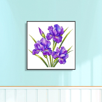 Keresztszemes készlet: virágos minta levéllel, pamut anyag, 11-count vászon, modern minimalist stílus