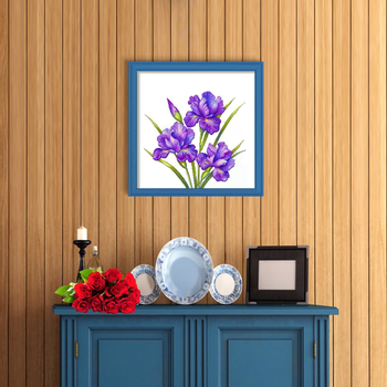 Keresztszemes készlet: virágos minta levéllel, pamut anyag, 11-count vászon, modern minimalist stílus