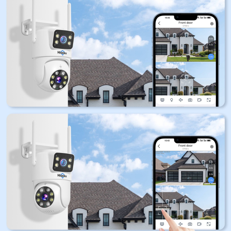 Cameră de rețea tip domă cu iluminare deosebit de scăzută 0.001 lux, vizionare nocturnă cu infraroșu până la 20 m, alerte prin email și SMS, alimentare 12V 2A, temperatură de funcționare -10°C până la 50°C.