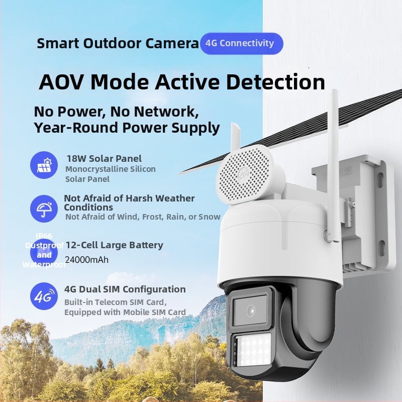 4G laadimiseta päikesekohaga jälgimiskaamera — eluiga andmete voog, 4MP, välistingimustes öine nägemine