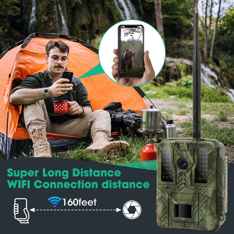 Vanjska kamera za nadzor lova – 4K, Wi‑Fi, infracrveno noćno snimanje, IR domet 30 m, -32°C do 60°C, napajanje 6–12 V DC