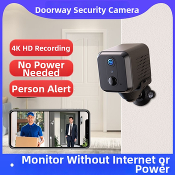 4K juhtmevaba kaamera kodu- ja ärikasutuseks – 2,8 mm lai nurga objektiiv, mobiilirakendusega kaugnägemine, vahemik 0–10 m