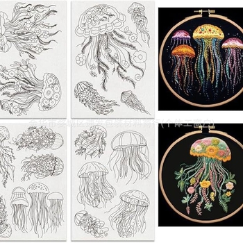 Διαλυτά σε νερό μοτίβα κεντήματος με σταθεροποιητή υφάσματος και χαρτί κεντήματος