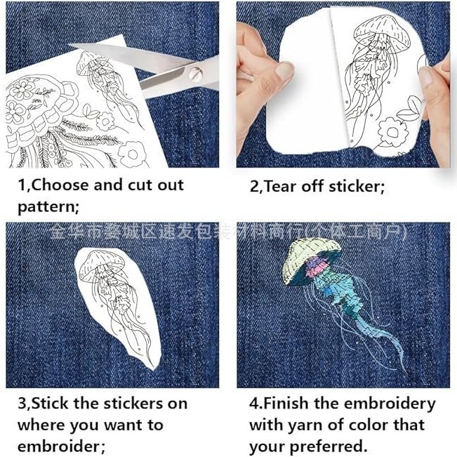 Διαλυτά σε νερό μοτίβα κεντήματος με σταθεροποιητή υφάσματος και χαρτί κεντήματος