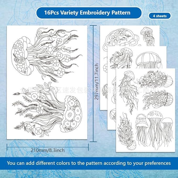 Διαλυτά σε νερό μοτίβα κεντήματος με σταθεροποιητή υφάσματος και χαρτί κεντήματος