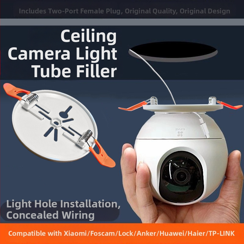 Stropný držiak pre otvor downlightu pre Xiaomi kameru, ABS materiál, 360° otáčanie, nástenné uchytenie