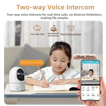 Far Away Home vnútorná PTZ kamera so 360° panoramatickým zobrazením, hlasový interkom, 5V DC, ABS šasi, montáž na strop