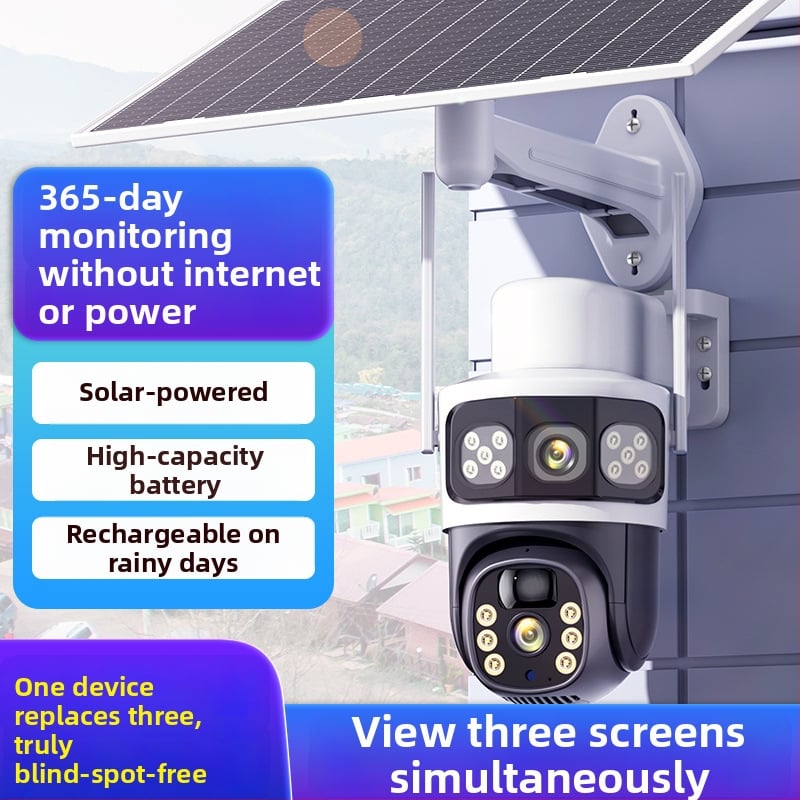 Cameră solară 4G pentru exterior, iluminare minimă 0.001 lux, interval de funcționare -20°C până la 55°C, ABS plastic de inginerie