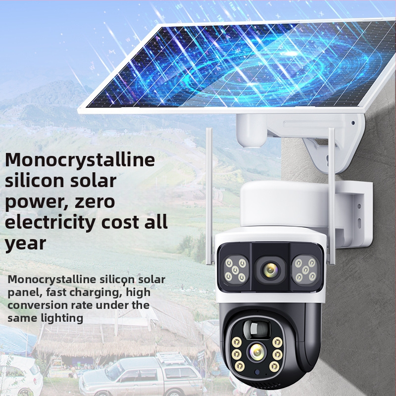 Cameră solară 4G pentru exterior, iluminare minimă 0.001 lux, interval de funcționare -20°C până la 55°C, ABS plastic de inginerie