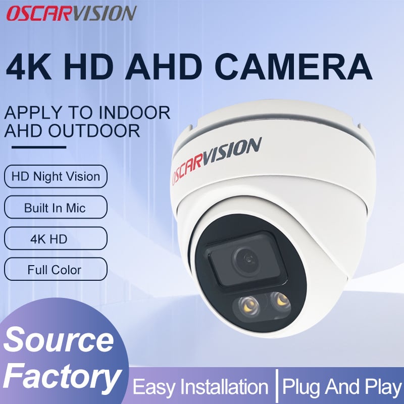 Κάμερα επιτήρησης AHD με ανάλυση 4K, ελάχιστη φωτεινότητα 0.001 lux, φακός 3.6 mm, IR εμβέλεια 30 m, θόλος κάμερα για εσωτερικούς και εξωτερικούς χώρους